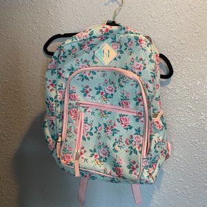 Light Blue Floral Pink Roses Backpack